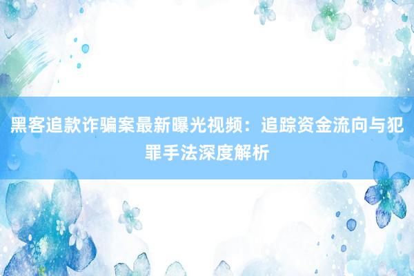 黑客追款诈骗案最新曝光视频:追踪资金流向与犯罪手法深度解析